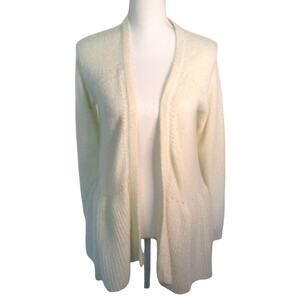 Elle Women's Cream Long Sleeve Soft Open Front Cardigan Sweater Size Medium
